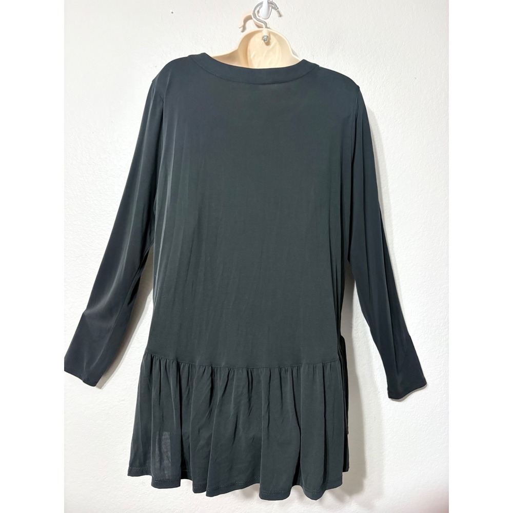 Chelsea28 Womens Black Long Sleeve Back Peplum Ruffle Flowy Top L